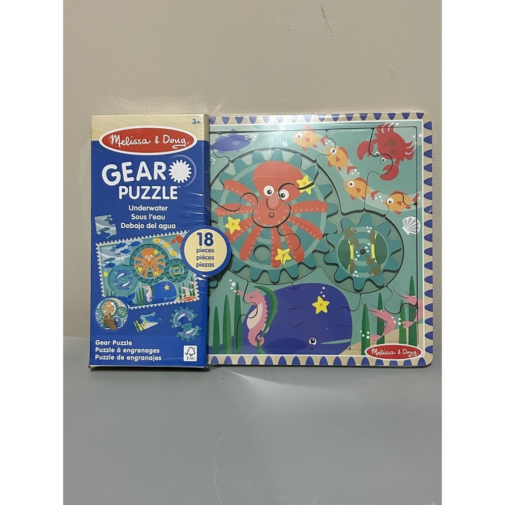 Melissa & Doug‎ Wooden Gear Puzzle 18pcs-Underwater Octopus Seahorse Sealed